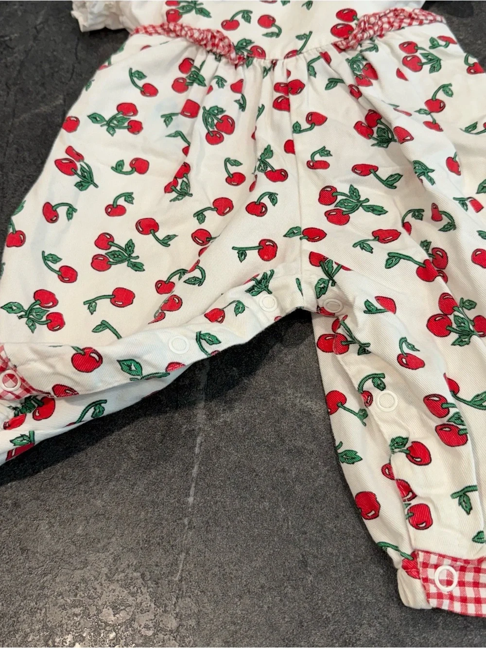 Vintage cherry romper jumpsuit one piece baby 6/9 month baby girl